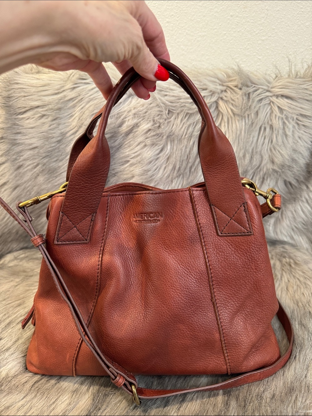 American Leather Co. Women's Rust Brown Top-Handle Satchel/Crossbody